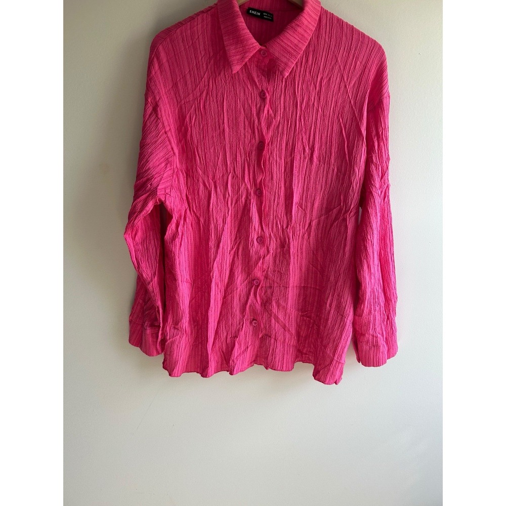 Women's Oversized Pleated 2 Piece Lounge Set Hot Pink Weekend Vibes Size 6 - Picture 8 of 13